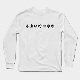 Genshin Visions black Long Sleeve T-Shirt